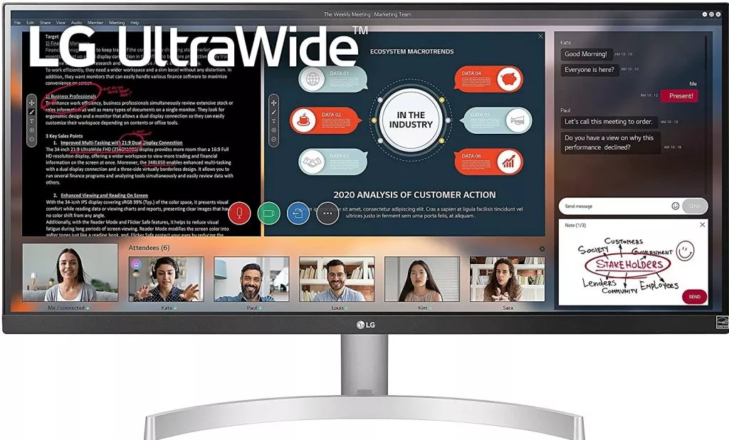 LG 29WN600-W 29" 21:9 UltraWide Review Best monitors for video conference